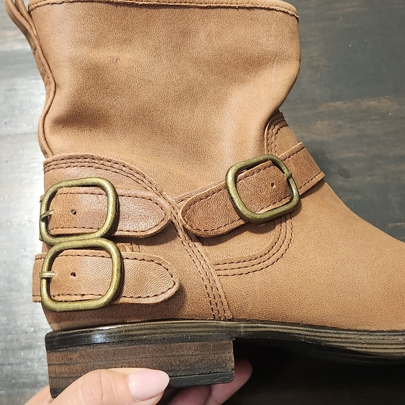 Lucky Brand Women's 6.5M Norton Brown Soft Leather Buckle Ankle Moto Biker Boots - Picture 6 of 11